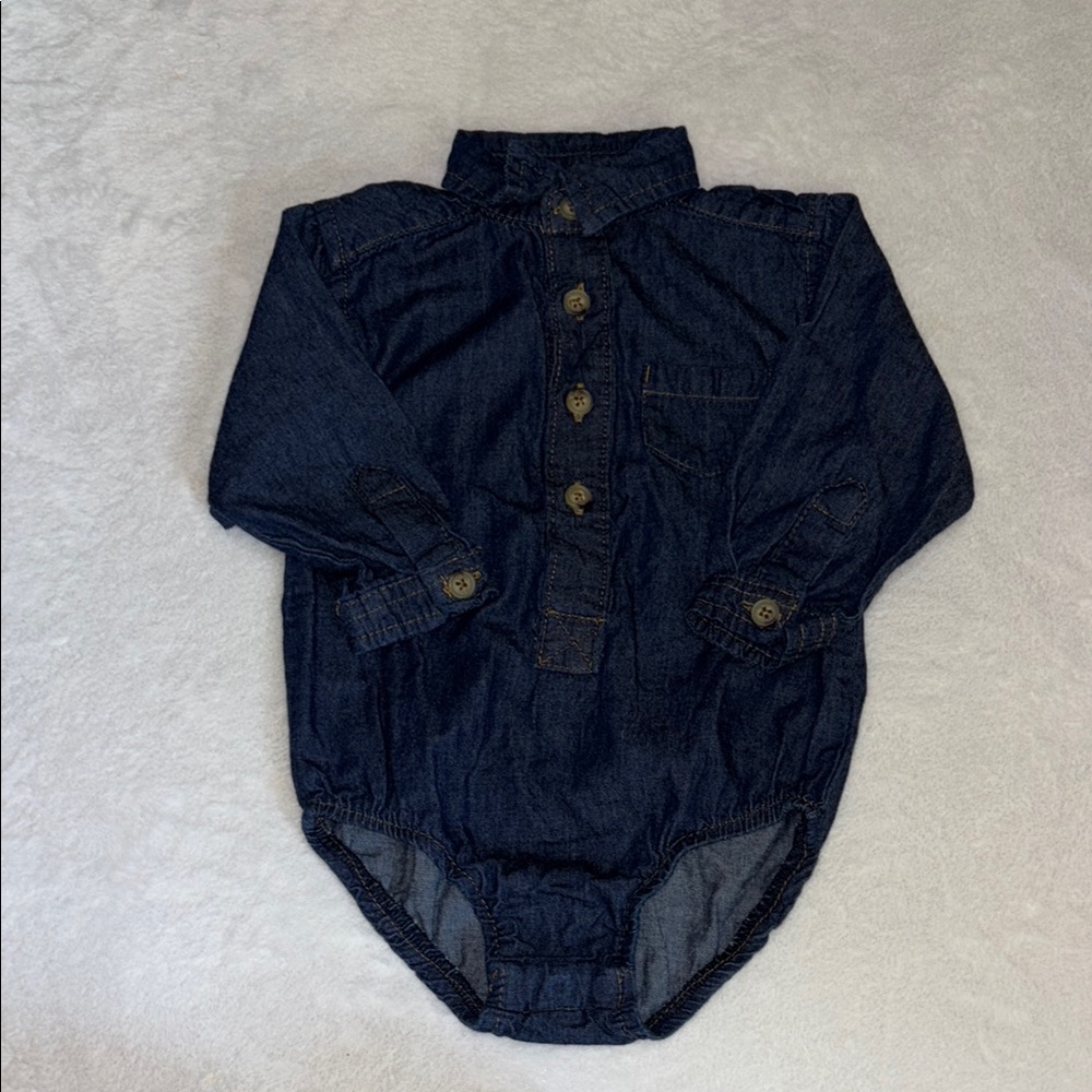 (3 for $10) mick Mack Denim Baby Bodysuit